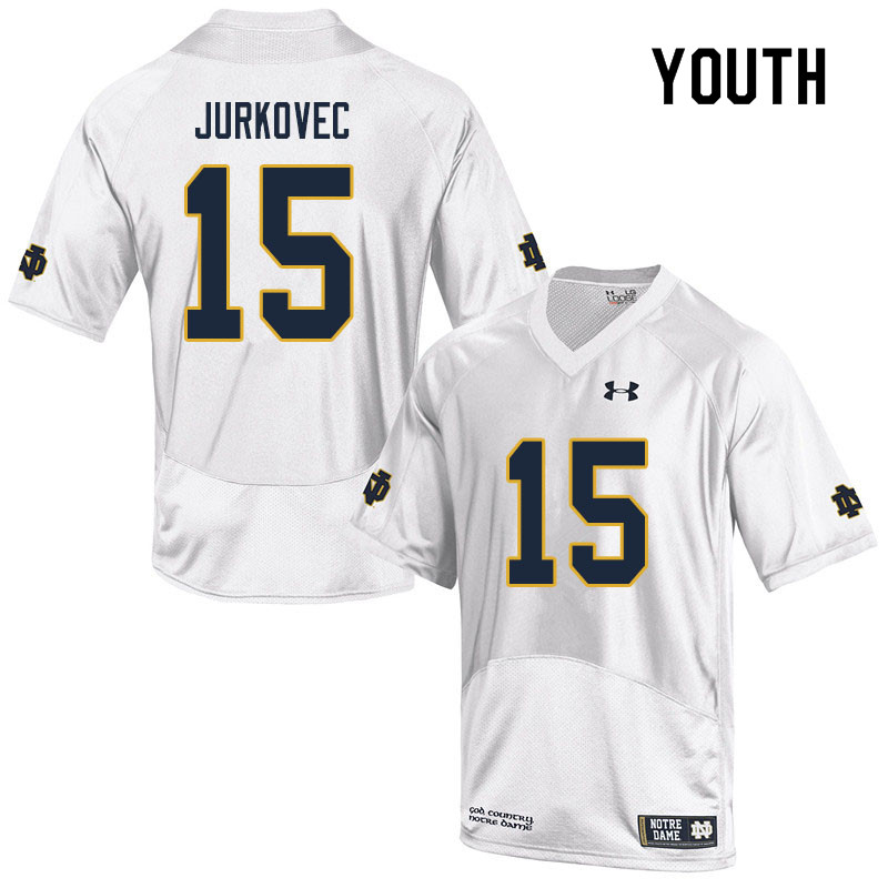 Youth NCAA Notre Dame Fighting Irish #15 Phil Jurkovec Stitched College Under Armour Authentic White Football Jersey CQ10H43CT